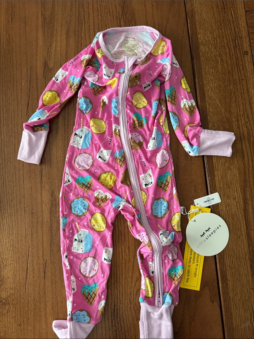 Little Sleepies Pink Sweets Print Zipper Footie